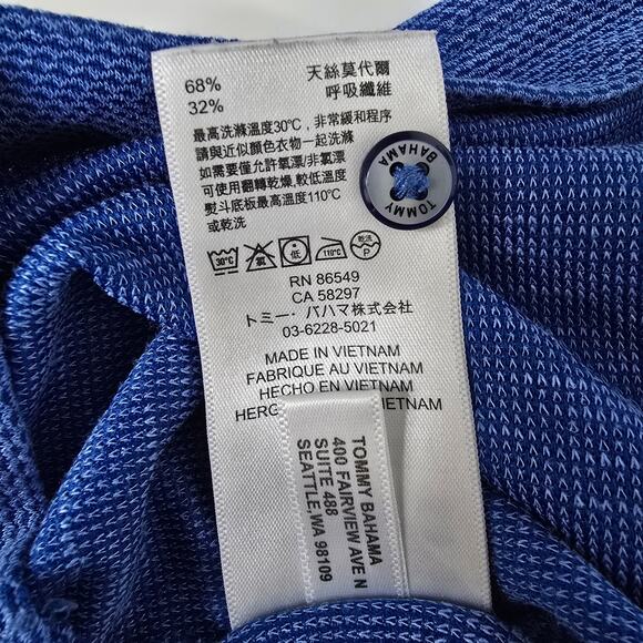 Tommy Bahama Island Zone Polo Palmetto Paradise Shirt Men L Blue Tencel Coolmax - Picture 12 of 12